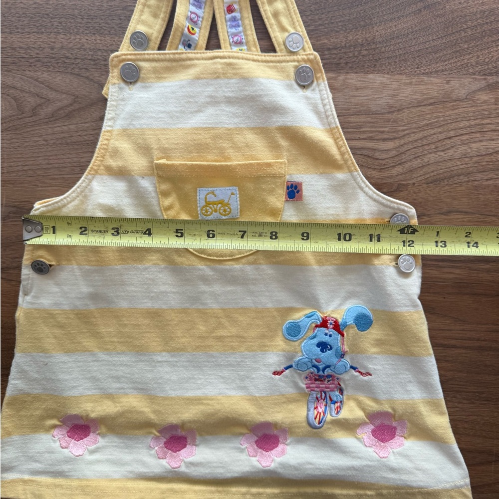 Vintage Y2K Blue’s Clues Embroidered Yellow Stripe Dress Skirtall size 3T - Picture 2 of 9